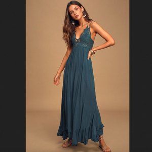 Free People Adella Maxi Dress in Turquoise